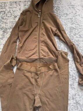 SKIMS Brown Cozy Zip Hoodie & Leggings Set